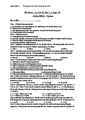 Đề khảo sát môn Vật lí lớp 10 lần 2